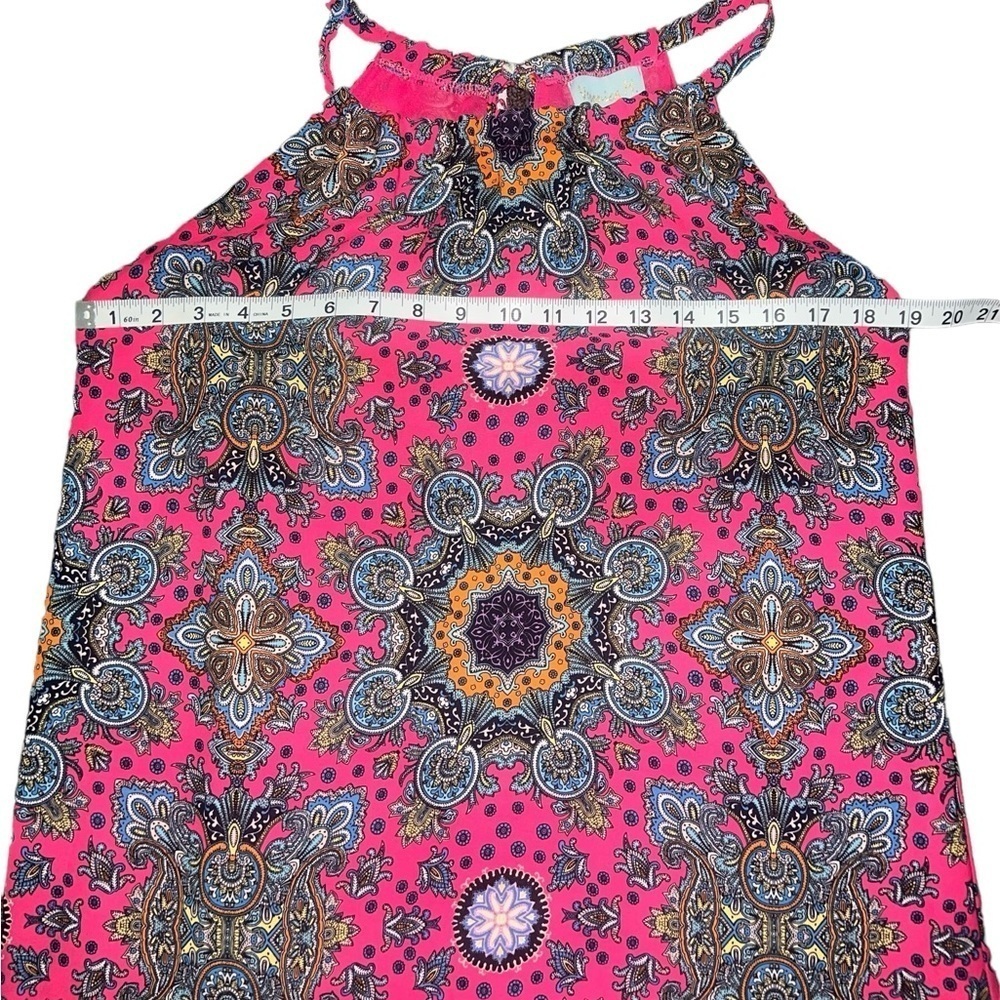 Euc Veronica M Vibrant Halter Mini Dress Hot Pink Medallion Multicolor Xs — image 6 of 7